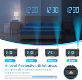 LIORQUE Projection Alarm Clock FM Radio VA Display Dimmer Snooze USB Charger view 4