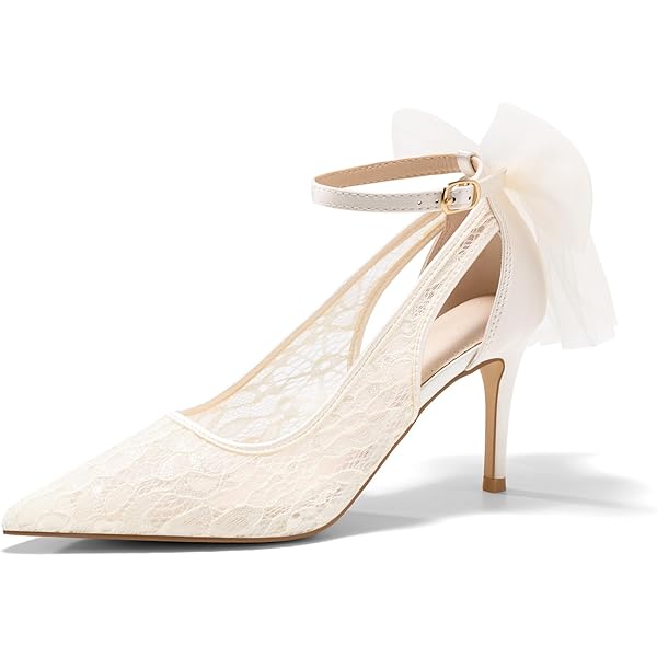 chinese dress ladies Amazon.com | ERIJUNOR E2374 Ivory Lace Mesh Satin Bridal Wedding Shoes for  Women Comfortable Mid Heel Tie Up Ankle Strap Pointy Toe Pumps Ivory Size  5.5
