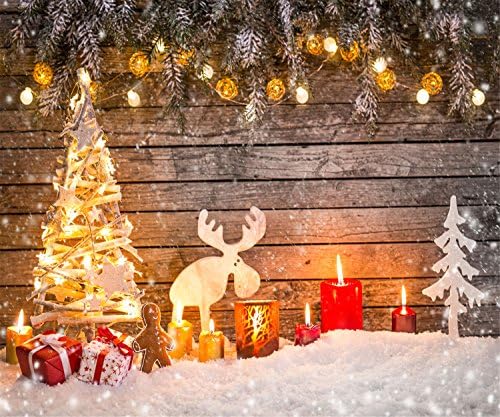 WaWbackdrop 3x2.5m Christmas Backdrop Wood Background Photography Wooden Glitter Backdrops