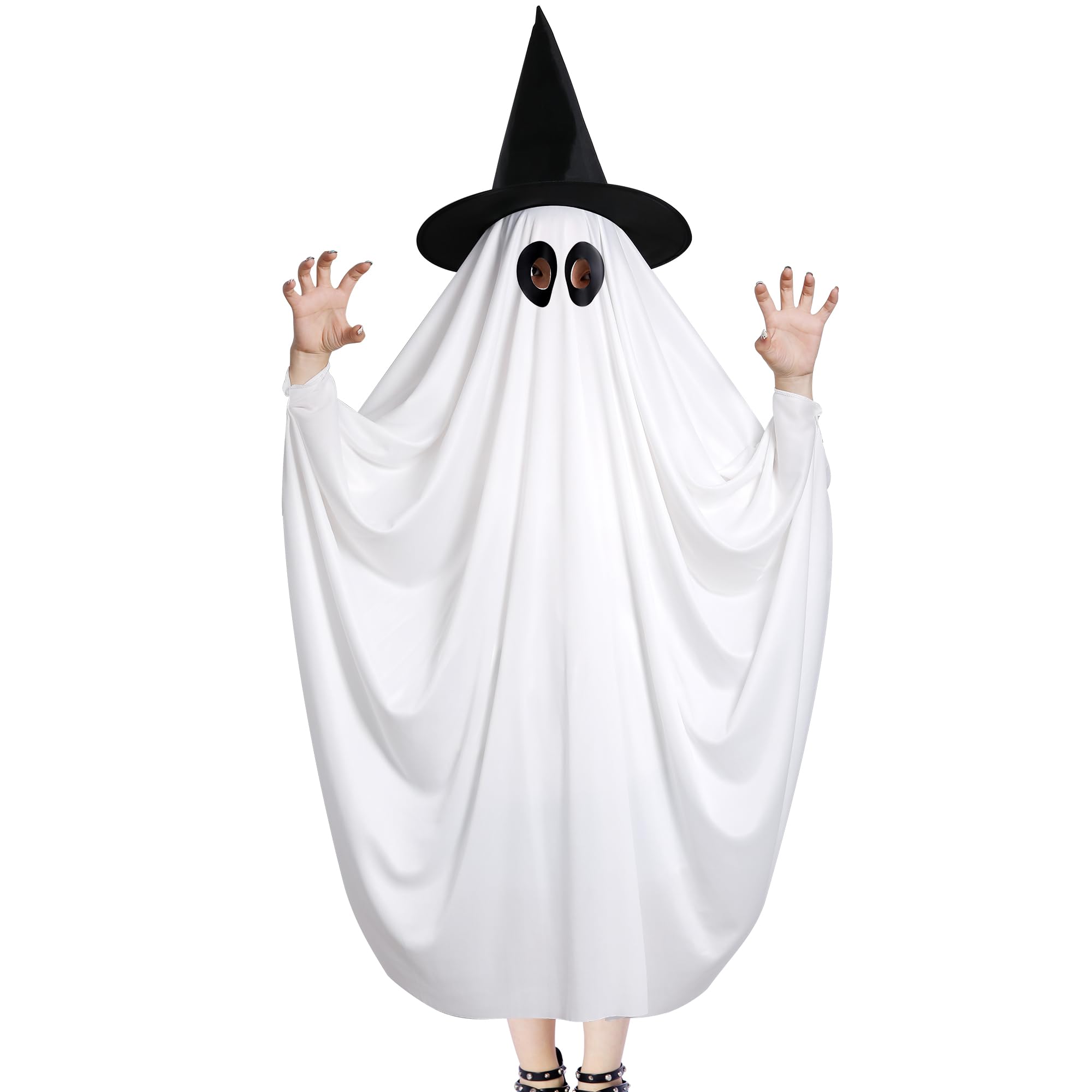 Purple Star Ghost Costume for Kids - Halloween Ghost Cloak with Witch Hat - Child Cape - Cosplay Outfits for Role Play, Halloween Fancy Dress Party Accessories