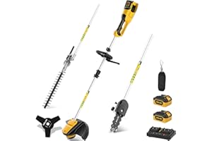ZEGJAW 40V Cordless Weed Wacker, 8" Electric Pole Saw, Hedge Trimmer and Brush Cutter, 4-in-1 Multi Garden Tools with 2 * 20V 4Ah Battery and 1*Charger