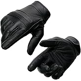 Milwaukee Leather MG7535 Men's Black Leather with Gel Palm Motorcycle Hand Gloves w/Flex Knuckles