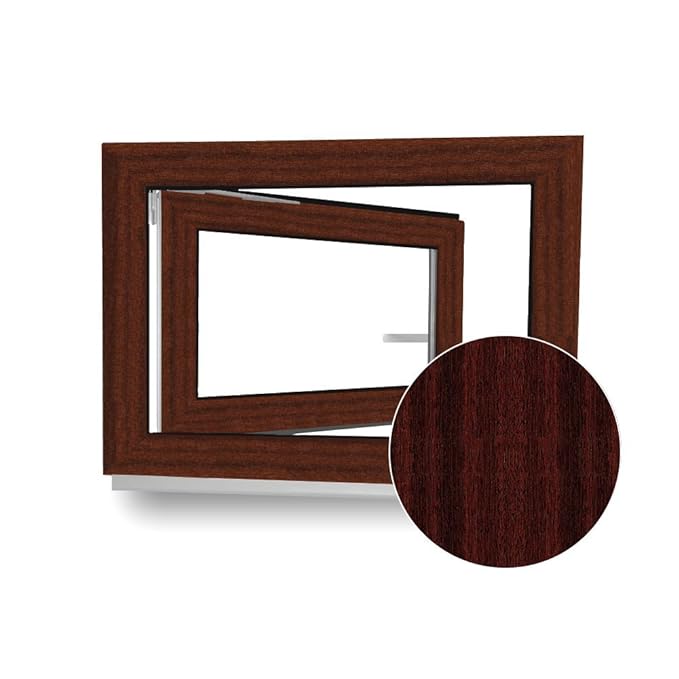 Kellerfenster - Kunststoff - Fenster - braun (Mahagoni) / weiß - BxH: 80 x 60 cm - DIN Rechts - 3-fach-Verglasung - 70mm Profil - Wunschmaße möglich!