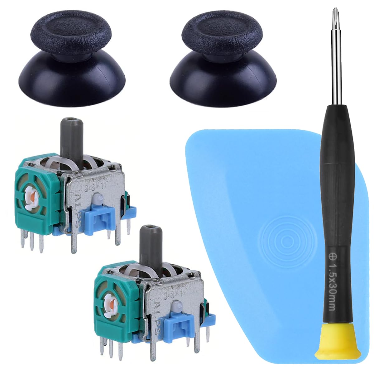 OnlyTech - Set of 2 ALPS EL1 Analog Joysticks + Replacement Sticks for PS4 / PS4 Pro / PS4 Slim DualShock 4 Controller - With Tools