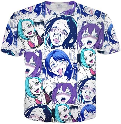 Huech Men's Hoodies Sweatshirt Funny 3D Print Pizza Ahegao Long Sleeve Pullovers Tracksuit T Shirts