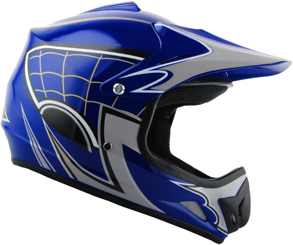 WOW Youth Kids Motocross BMX MX ATV Dirt Bike Helmet Spider Blue