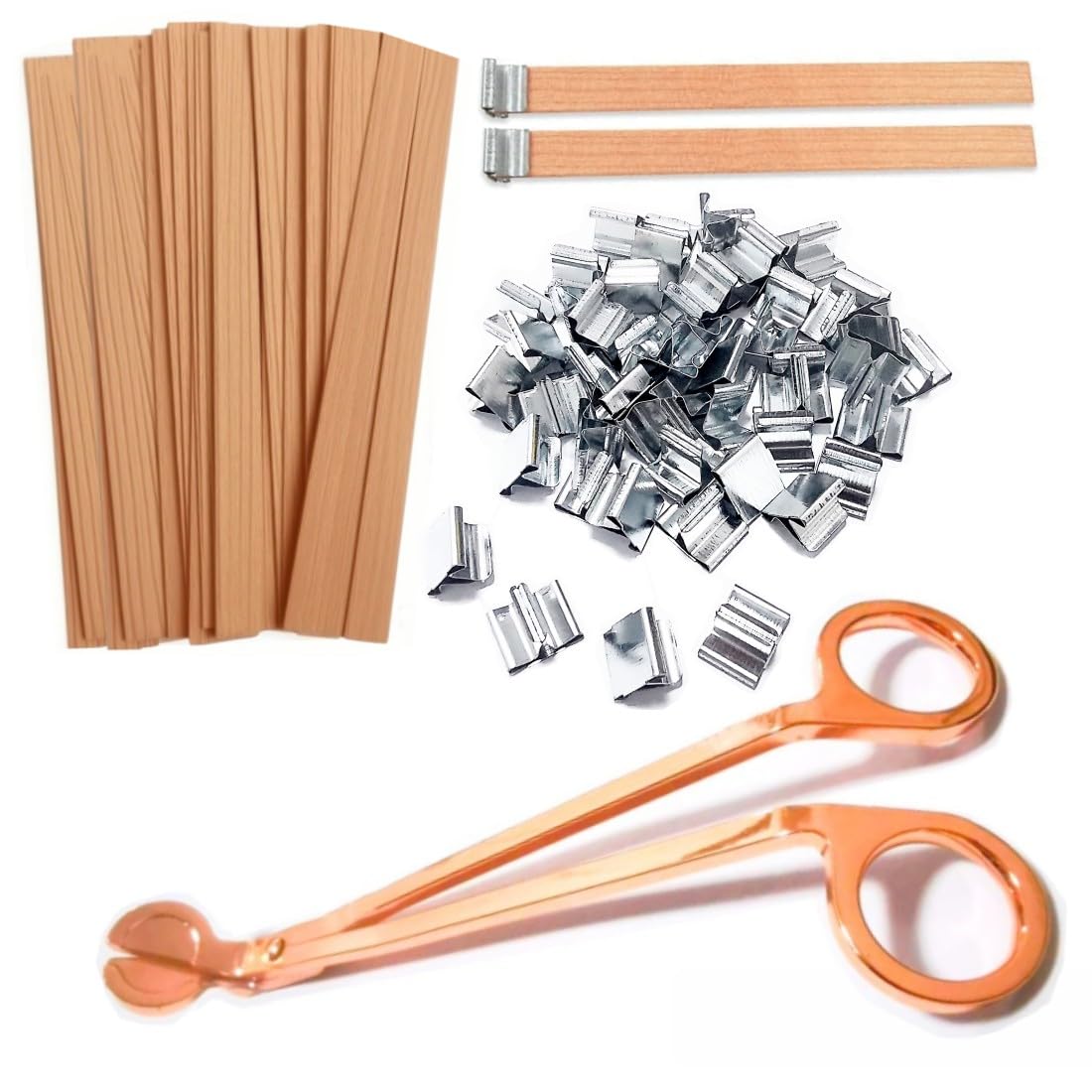 Photo 1 of 100Pcs Wood Wicks for Candles Making, 5.1x0.5x0.04inch Wood Candle Wicks Natural & Crackling Wooden Candle Wicks with Trimmer for DIY Craft