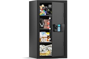 BUKUMO 6.0 Cuft Large Home Safe Fireproof Waterproof, Anti-theft Fireproof Safe Box with Combination Lock, Alarm Systerm and Removable Shelf, Digital Document Fire Safes for Home Money Valuables