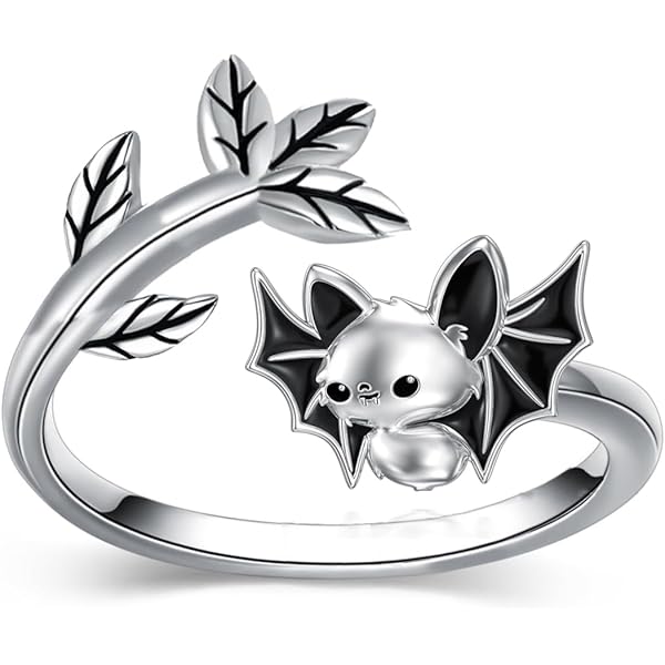 925 Sterling Silver Halloween Bat Ring With Purple Amethyst Zircon - Women's Fashion Ring - View #2