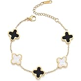 TICVRSS 18K Gold Plated Clover Bracelet for Women Lucky Simple Four leaf Bracelets Cute Colorful Bracelets Trendy Jewelry Gifts for Women
