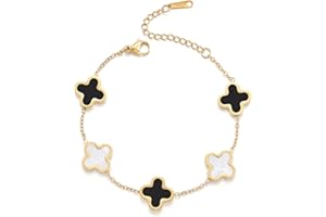 TICVRSS 18K Gold Plated Clover Lucky Bracelet for Women Four leaf Bracelets Cute Colorful Bracelets Jewelry Gifts Trendy for Women