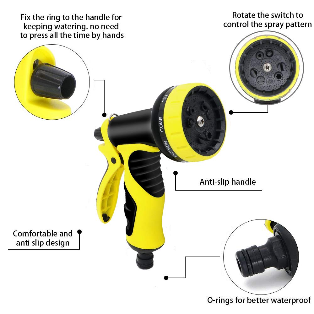 BKhome 100FT Expandable Garden Hose Pipe - 100FT/30m 2019 New Flexible Magic Expanding Water Hose Easy Storage Lightweight with 9 Function Spray Gun Nozzle Wall Holder