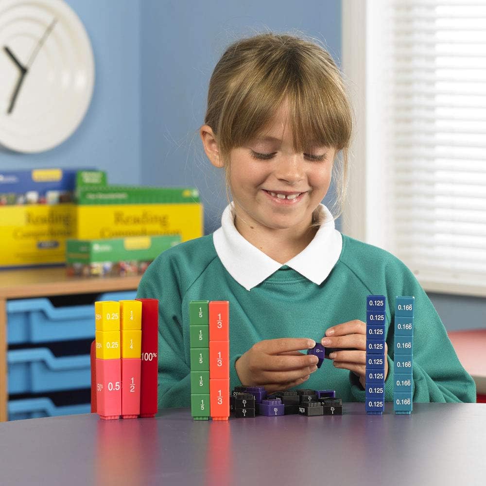 Learning Resources Fraction Tower Activity Set, Math accessories, Teaching aids, 51 Pieces, Ages 6+: Toys & Games