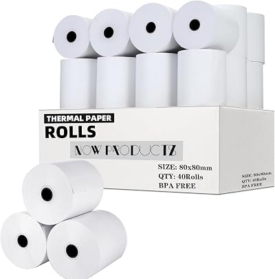 now products 80x80mm Till Rolls BPA Free Thermal Paper 40 Rolls White