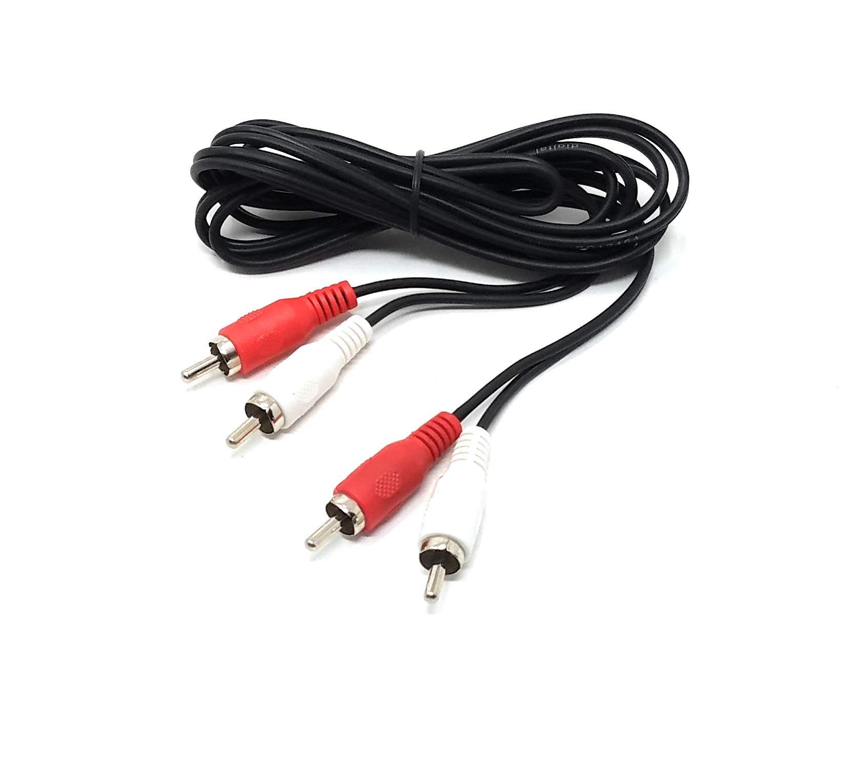 MainCore 2m Twin 2 x RCA Phono to 2 x RCA Phono Audio Stereo Cable Lead, Cord Nickel Plated Compatible with DJ, Home Audio, Record Studio