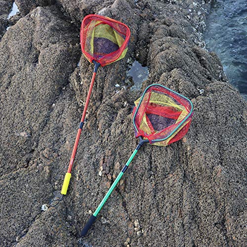 FunVZU Kids Fishing Net - Ultralight Telescopic Aluminum Pole Handle with Waterproof Nylon Mesh, Minnow Net and Butterfly Net for Kids Outdoor