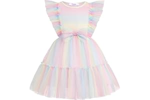 Arshiner Toddler Tutu Dress Girls Tulle Ruffle Bowknot Dresses Summer Wedding Birthday Party Formal Princess Dress 2-6T