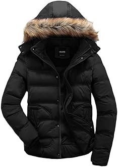 mens down coat with fur hood