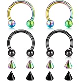 D.Bella 22G 20G 18G 16G 14G 12G 10G 8G 6G 4G 2G 0G 00G Surgical Steel Nose Septum Horseshoe Hoop Eyebrow Lip Navel Belly Nipple Piercing Ring Helix Tragus Daith Rook Captive Earrings Replacement Spikes