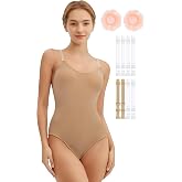 Hanebel Ballet Undergarment Nude Dance Leotard for Women and Girls | Seamless Camisole Dancewear, 3 Pairs Adjustable Clear Straps, Elastic and Invisible