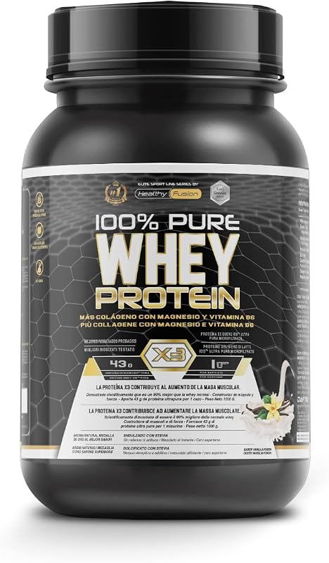 Whey Protein | Proteina Whey pura con Collagene e Magnesio | Migliora i tuoi allenamenti | Protegge e aumenta la massa muscolare | 1000g di proteina (Vaniglia)