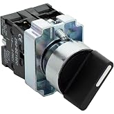 Shopcorp Rotary Switch 2 Position Selector Switch Maintained, 1 Pack | NO/NC latching selector switch, 22mm mounting hole, 220VAC, 10A contact rating, Panel Mount Design.
