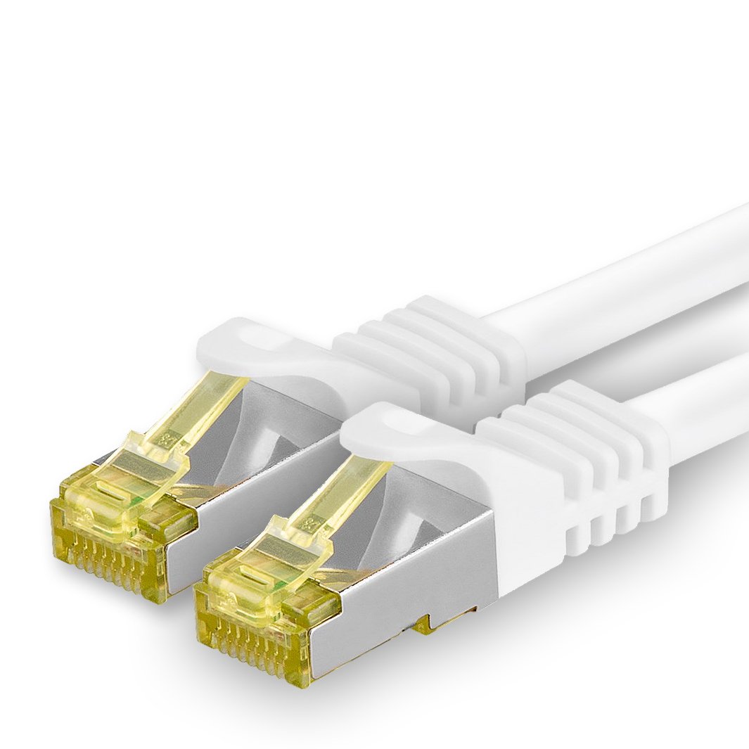1aTTack.de Cat.7 network cable 30m white 1 piece Cat7 Ethernet cable network LAN cable raw cable 10 Gb s SFTP PIMF LSZH set patch cable with Rj 45 plug Cat.6a
