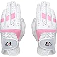 MAZEL Kids Golf Gloves for Youth Toddler Boys Girls, Right & Left Hand (1 Pair) Mircofiber Breathable Junior Golf Gloves, White Red Pink Blue Black Stars Color,Age 2-8