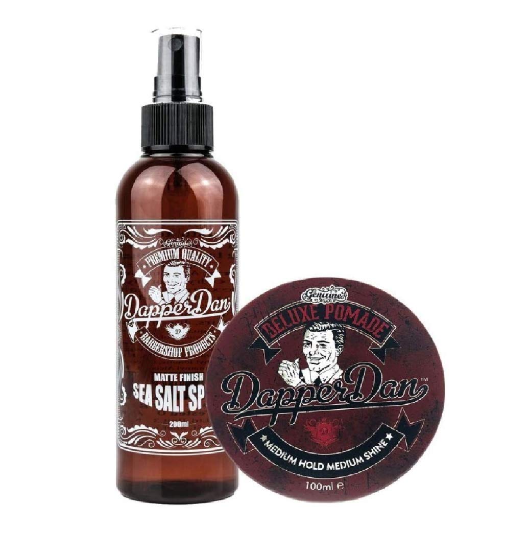 Amazon Com Dapper Dan Hair Styling Duo Pack Containing Deluxe Pomade By Dapper Dan For Medium Hold And Medium Shine 100ml Dapper Dan Matt Finish Sea Salt Hair Styling Spray 200ml Beauty