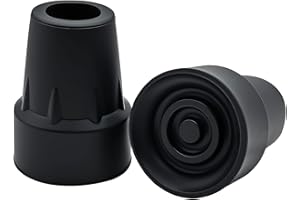 2 Pack Crutch Tips, 7/8 inch (22mm) Upgrade Heavy Duty Replacement Cane Tips Rubber Crutch Tips for Walking Canes, Walking St