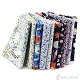 RayLineDo 10 Pcs Different Pattern Multi Color 100% Cotton Poplin Fabric Fat Quarter Bundle 18" x 22" Patchwork Quilting Fabric Navy and Blue Series