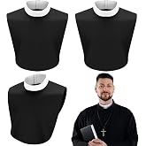 ShinyMatch 3 Pcs Unisex Priest Clergy Collar Costume Collar Stays | Black Clergy Shirt Full Neck Band Dickey Priest Costume Accessories for Men Women Pastors