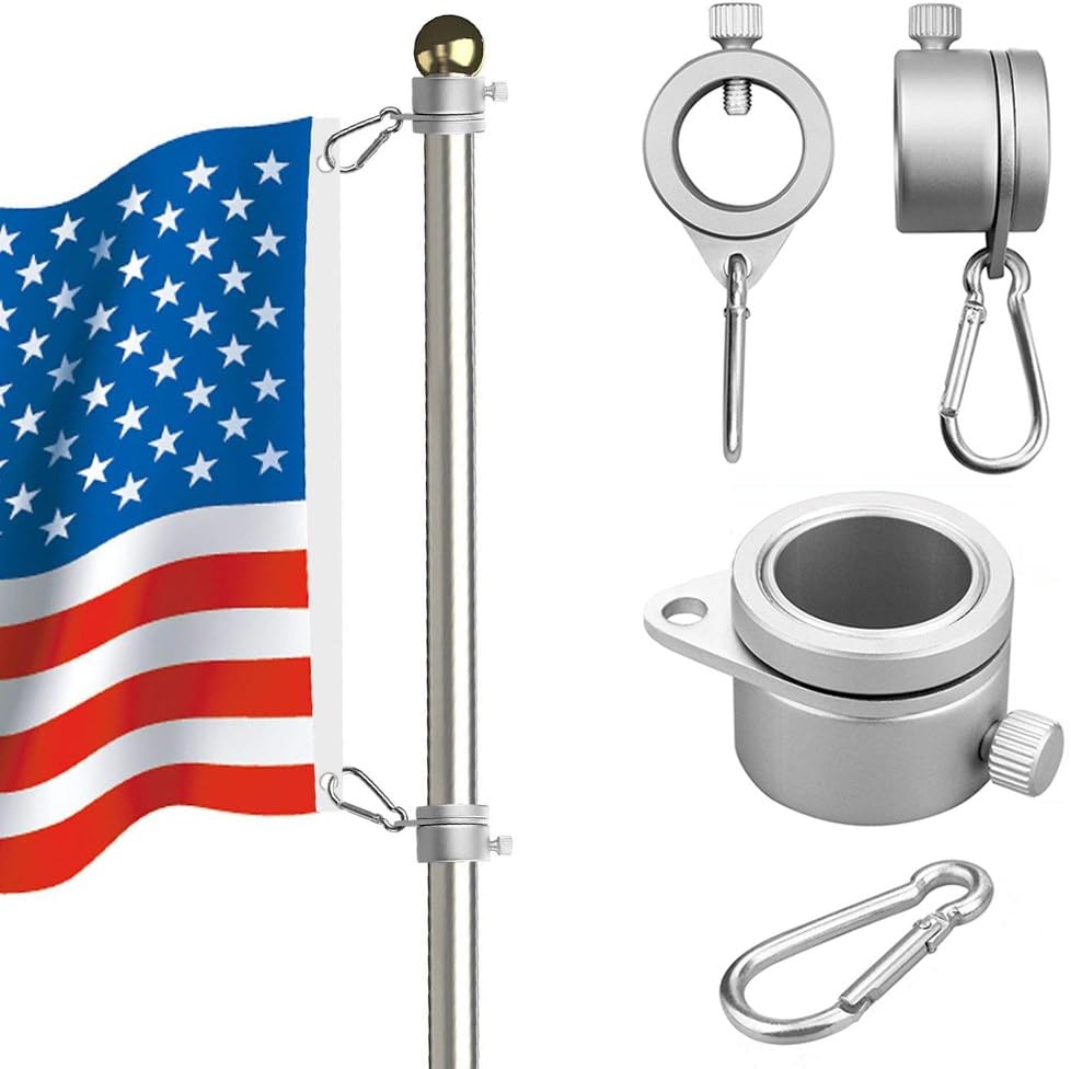 Flag Pole Rings, Aluminum 360 Degree Rotating Flagpole Flag Mounting