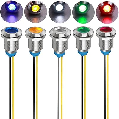 Gebildet 5Pcs 12mm 230V AC LED Indicator Lights Red Orange Blue Green White