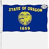 Oregon State Flag 3x5 Double Sided OR State Flags Outdoor Heavy Duty 3 Ply Polyester Material with 2 Metal Grommets 4 Rows of Stitching