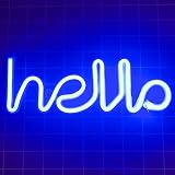 QiaoFei LED Hello Neon Word Sign Neon Letters Light Art Decorative Lights, Marquee Signs/Wall Decor for Christmas, Birthday P