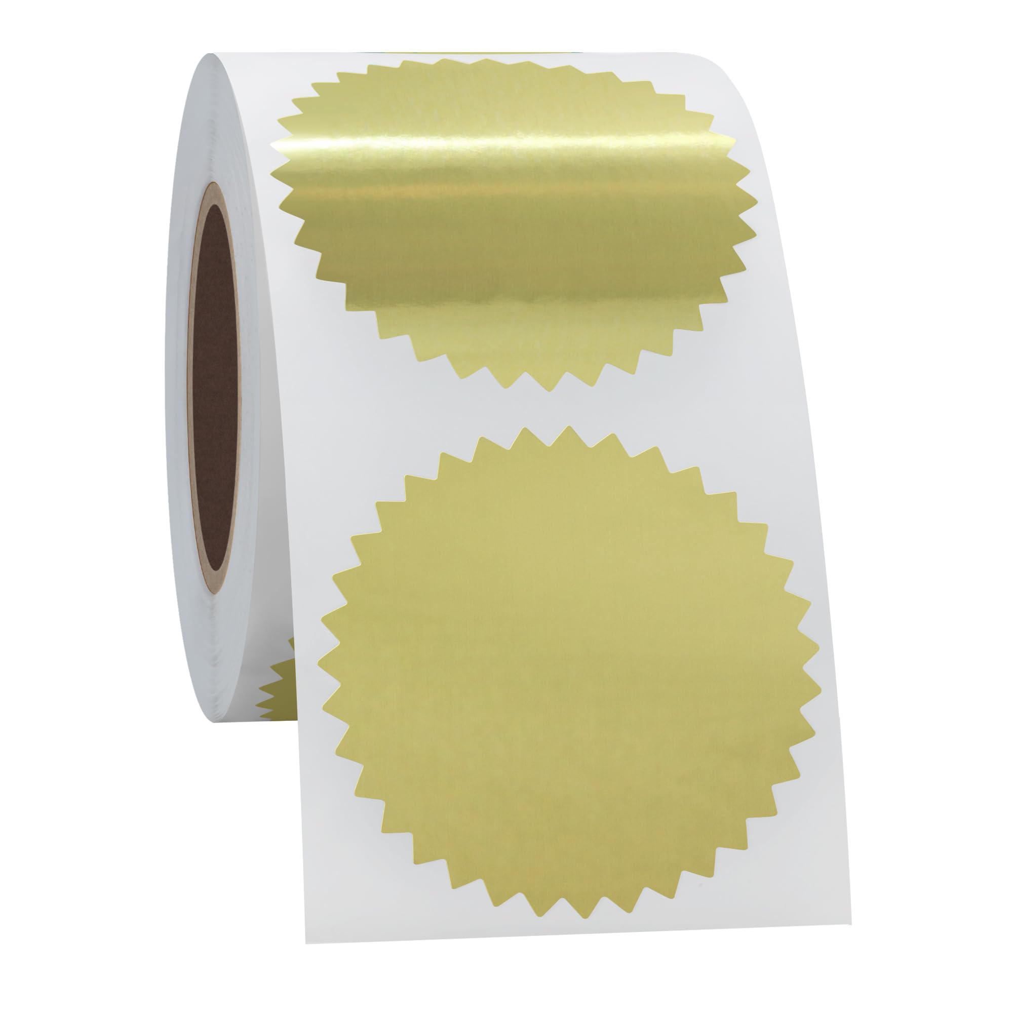 Hycodest 2" Certificate Paper Reward Stickers Embossing Labels with Serrated Edge 300 Stickers, Bright Gold
