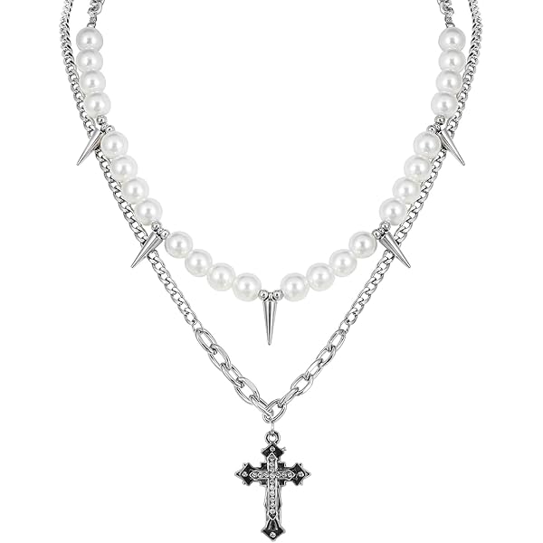 Spike Necklace For Women & Men - Adjustable Gothic Punk Y2K Silver Stainless Steel Collar