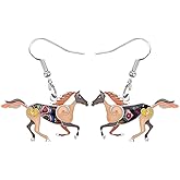 NEWEI Enamel Alloy Sweet Running Horse Earrings Drop Dangle Fashion Animals Jewelry For Women Kentucky Derby Gifts