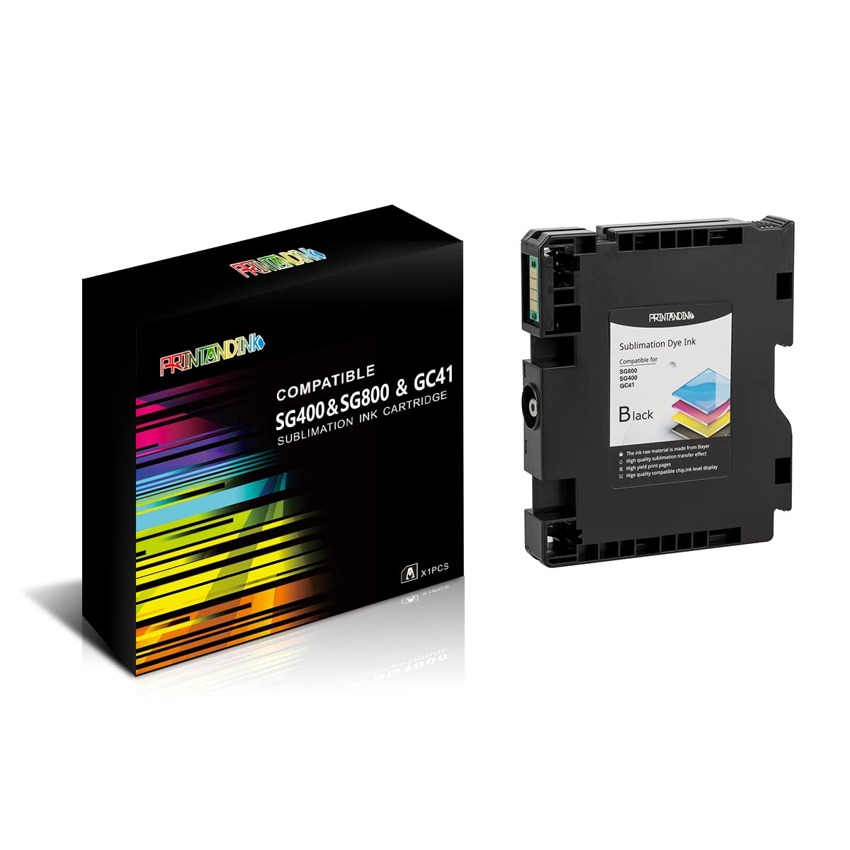 PRINTANDINK SG400/SG800 Sublimation Ink Cartridges - OEM Chipset Compatible with Sawgrass Virtuoso 400 800 Printers - Vibrant Transfers on Polyester, Cotton, Mugs, Apparel (Black, 32mL)