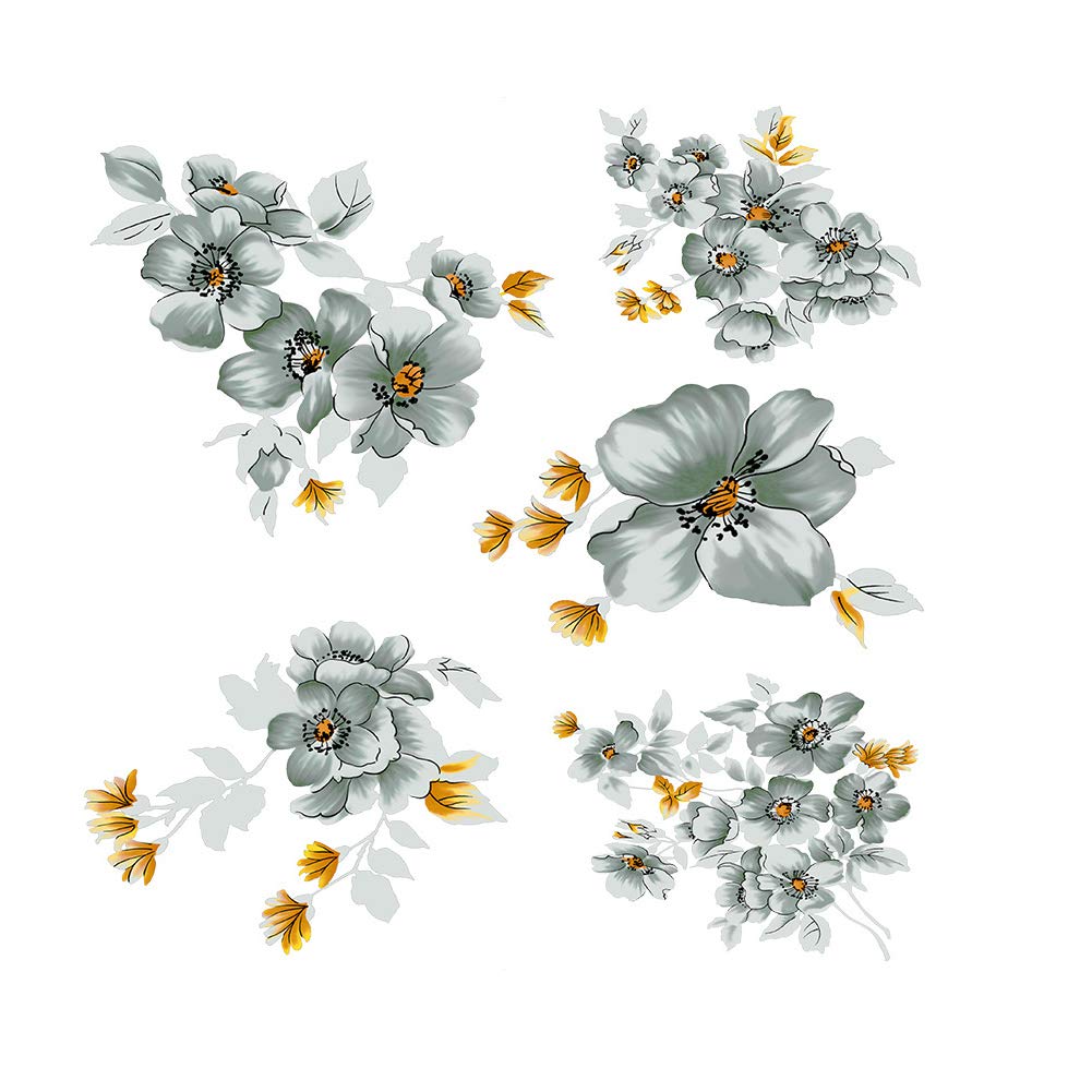 Frosted Cling Screen Translucent Window Glass Film Sticker for Bathroom Living Room 60cm x 58cm - Grey Flower