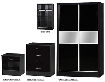 Alpha Gloss Bedroom Furniture Bedside Chest Wardrobe Sets