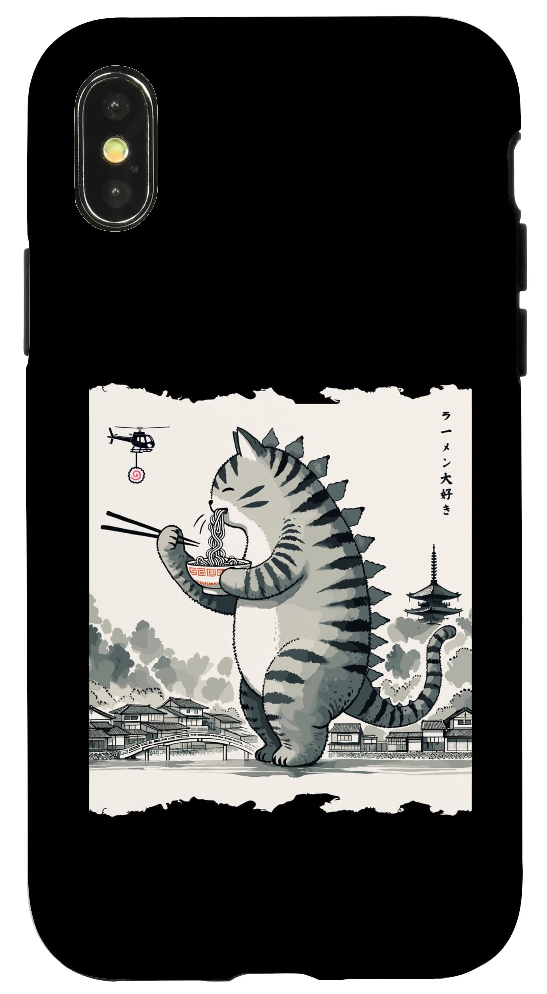 iPhone X/XS Kawaii Cat Ramen Catzilla Japanese Men Women Kids Funny Cat Case