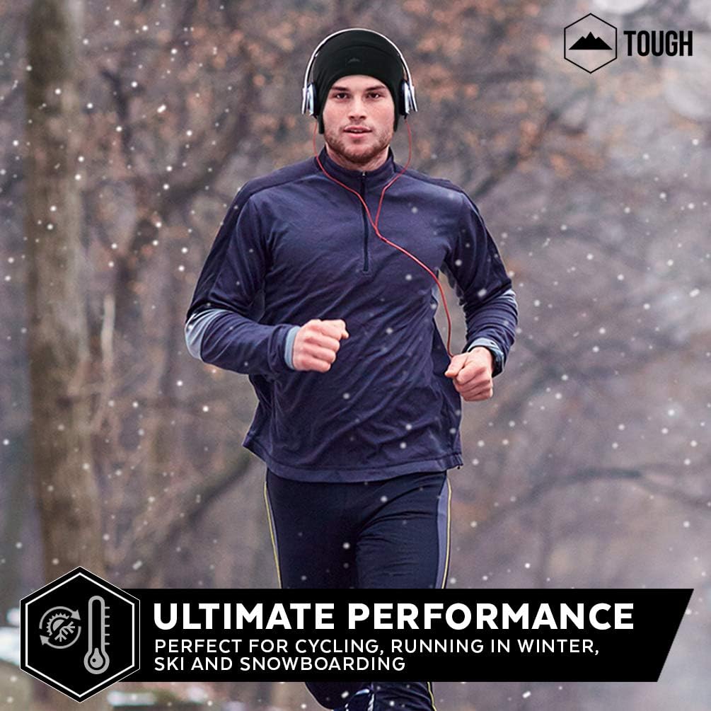 Helmet Liner Skull Cap Beanie with Ear Covers - Ultimate Thermal Retention and Performance Moisture Wicking. Perfect for Running, Cycling, Skiing & Winter Sports. Fits Under Helmets: Clothing