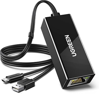 UGREEN Micro USB Ethernet Adapter for Fire TV Stick Chromecast Roku LAN w/ USB