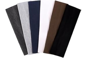 MapofBeauty 6 Pieces Elastic Cotton Head Band Stretchy Hairwarp Sports Running Exercise Yoga Hair Headbands (Black/White/Dark
