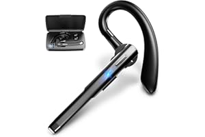EUQQ Bluetooth Headset for Mobile Phones Bluetooth Earpiece Wireless with Charging Case 10 Hrs HD Talktime Built-in Dual Mic Noise Cancelling Wireless Headset Earphone for Office Business
