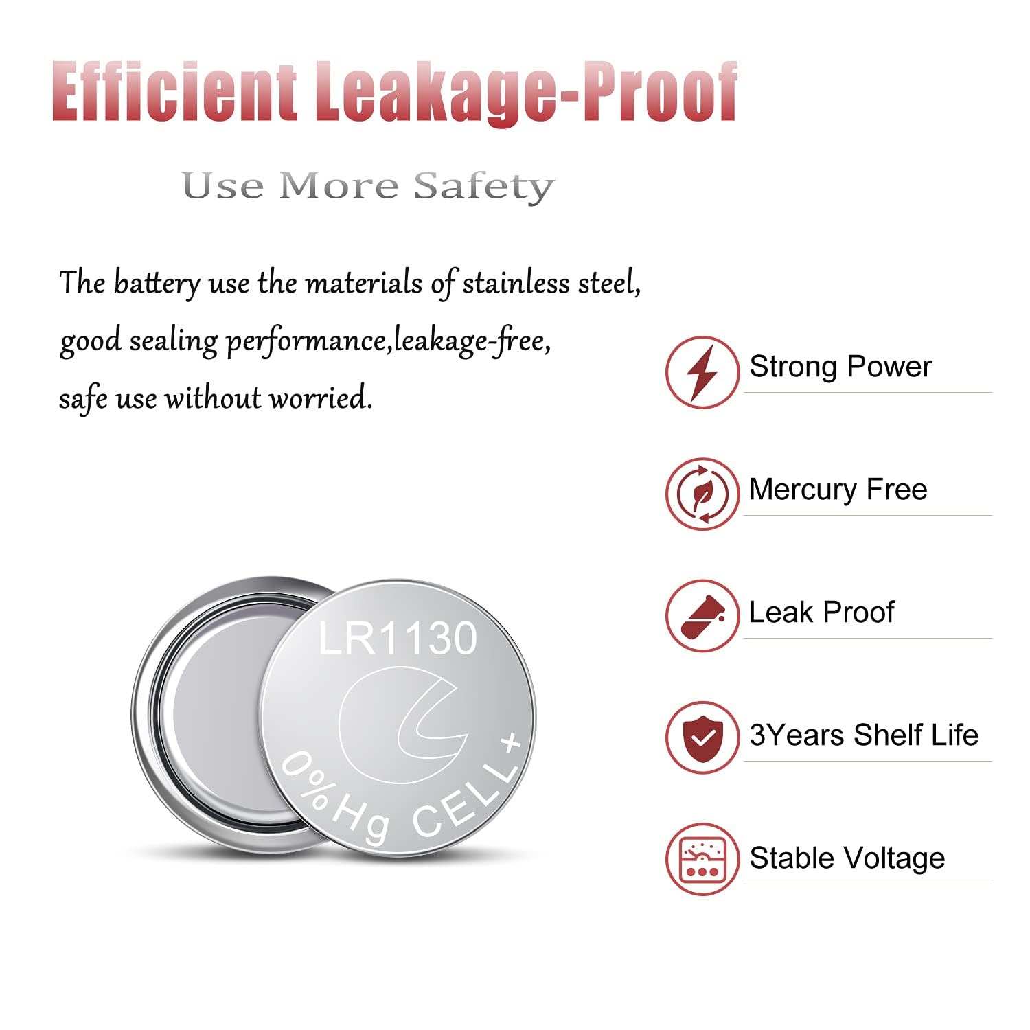 LR1130 AG10 Battery 1.5V Long-Lasting Alkaline Button Cell Batteries 20 Piece【5-Year Warranty】