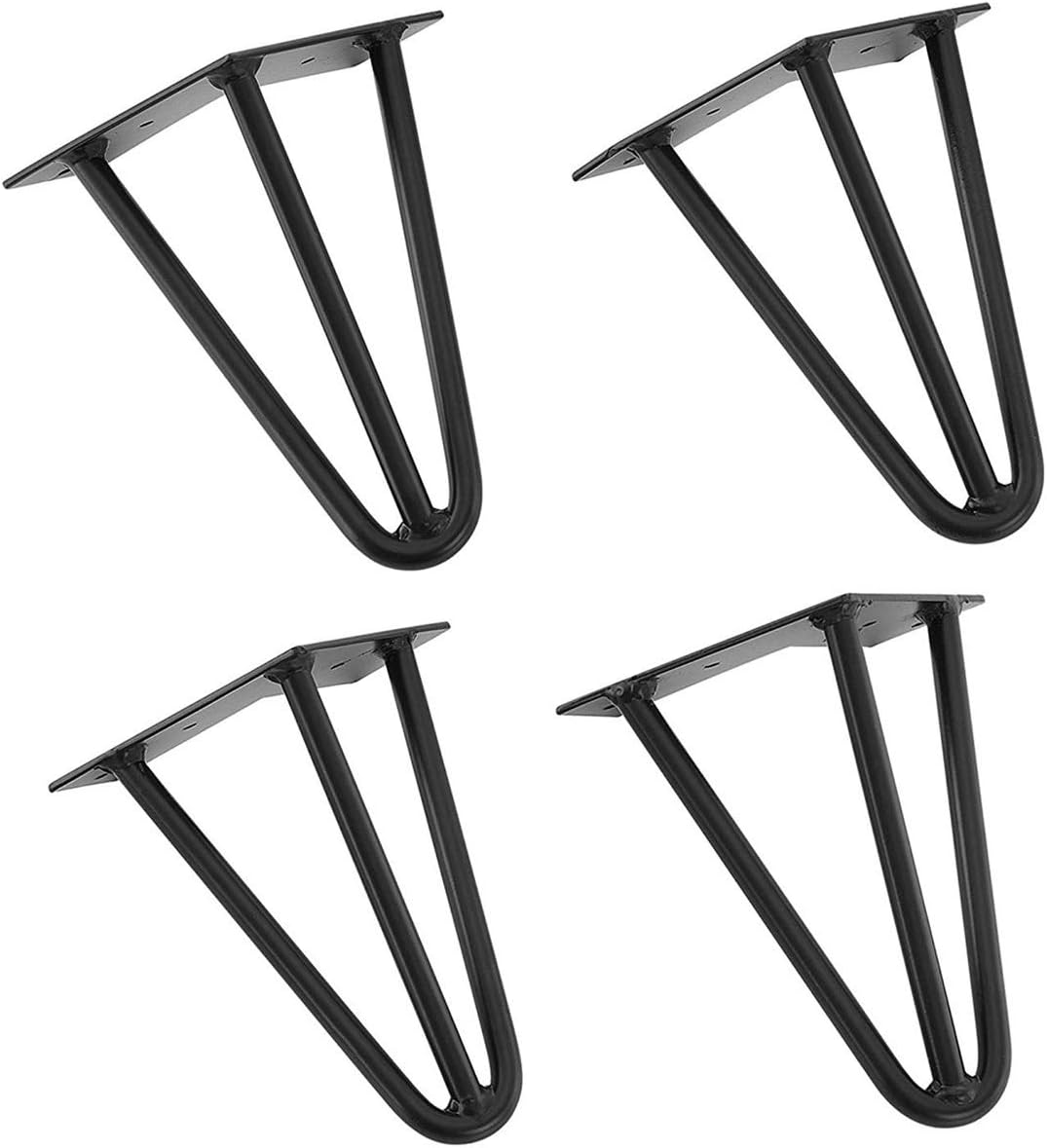 Wifond Set of 4 6" Black Metal Heavy Duty Hairpin Legs, 3/8" Solid Bar, Triple Weld Steel Construction, Industrial Modern Design, for Home Improvement DIY Coffee Table TV Stand Sofa Side Table