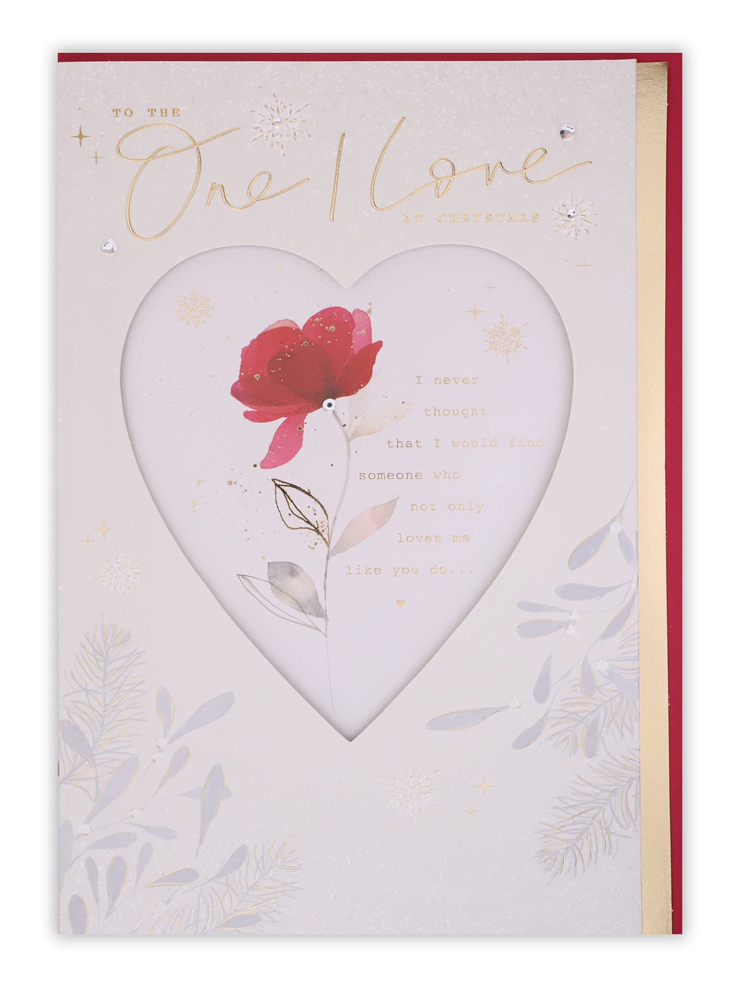Clintons: Watercolour Rose One I Love Christmas Card, 184 x 279, 1149069